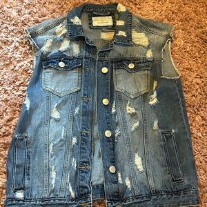Cotton On 91 Distressed Denim Vest - Size 10